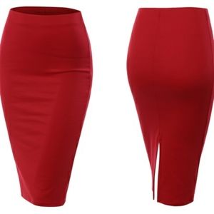 🦁Doublju Women’s Stretch Knit Midi Pencil Skirt